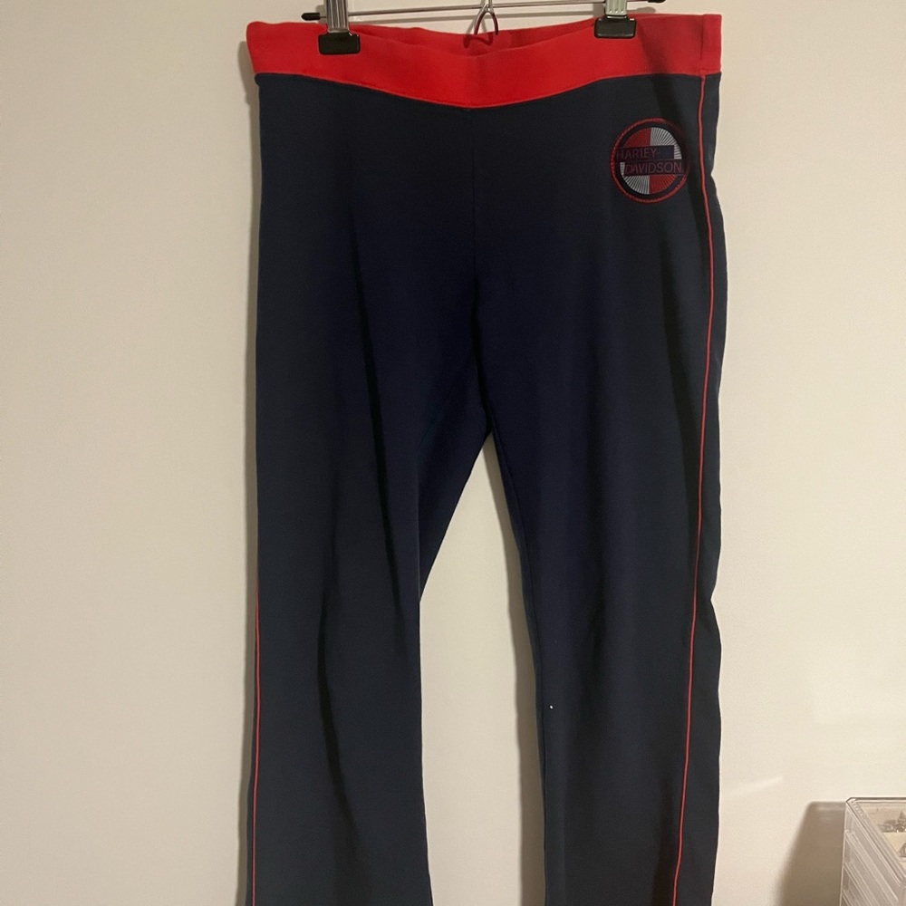 harley davidson track pants blue and red